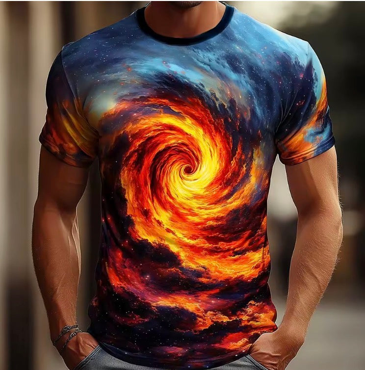 Men's Optical Illusion Ocean T Shirt Short Sleeve