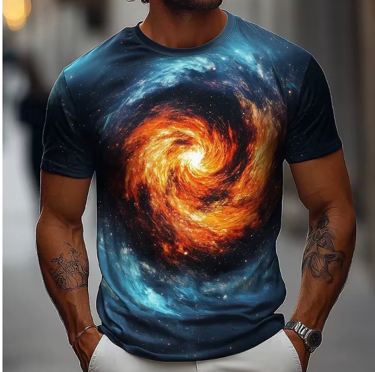 Men's Optical Illusion Ocean T Shirt Short Sleeve