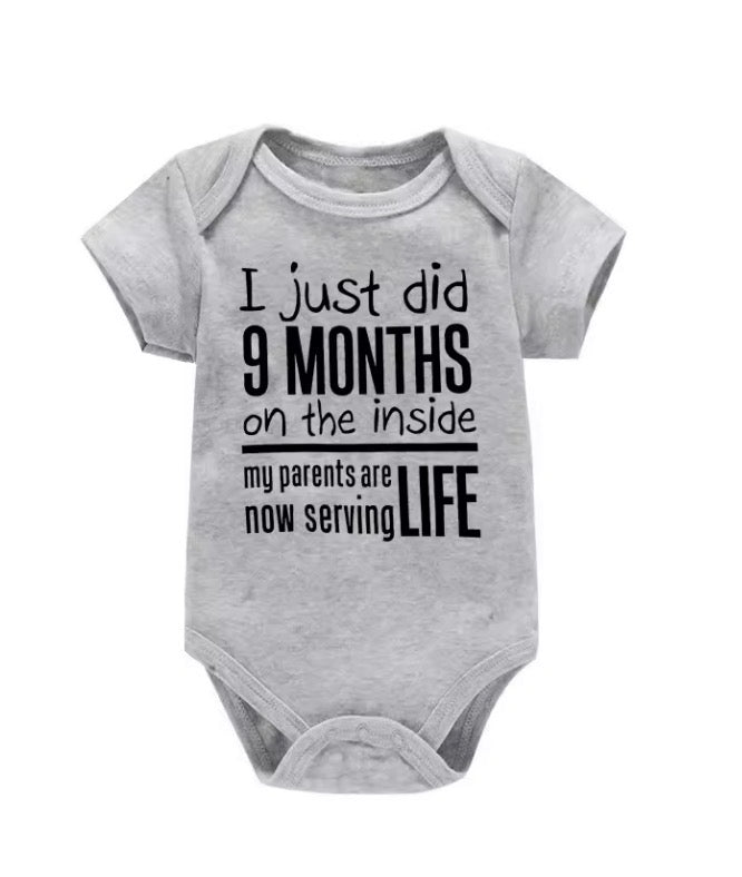 Funny "I Just Did 9 Months" Letter Print Newborn Bodysuit