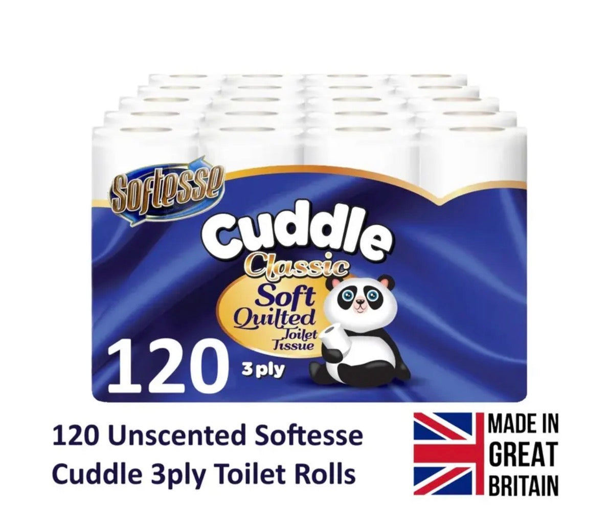 SOFTESSE Cuddle 3 Ply Soft Quilted120 Non Scented Toilet Rolls 60 x