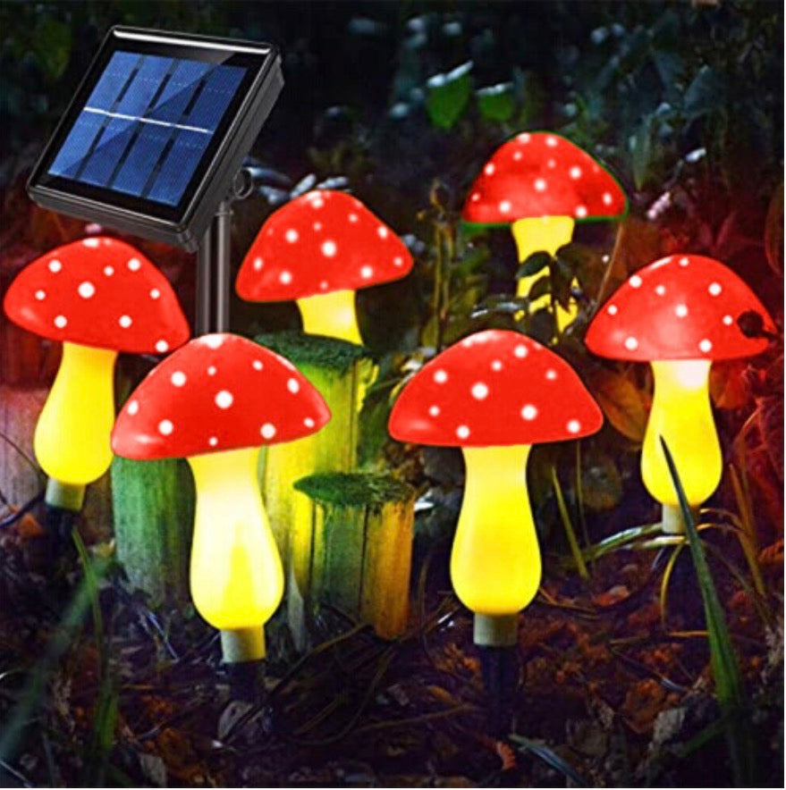 6PCS Solar Mushroom Fairy String Lights LED