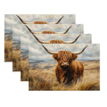 4pcs Highland Cow Placemats