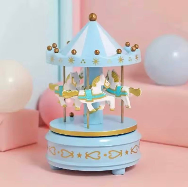 Luxury Carousel Music Box 4 Horses Rotate Rotation Romantic Luxury