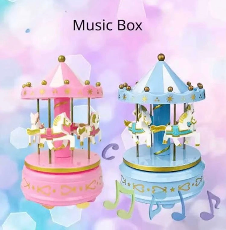 Luxury Carousel Music Box 4 Horses Rotate Rotation Romantic Luxury