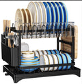 2 Tier Dish Drainer Rack with Drip Tray Cutlery Holder Plate Rack Kitchen Sink