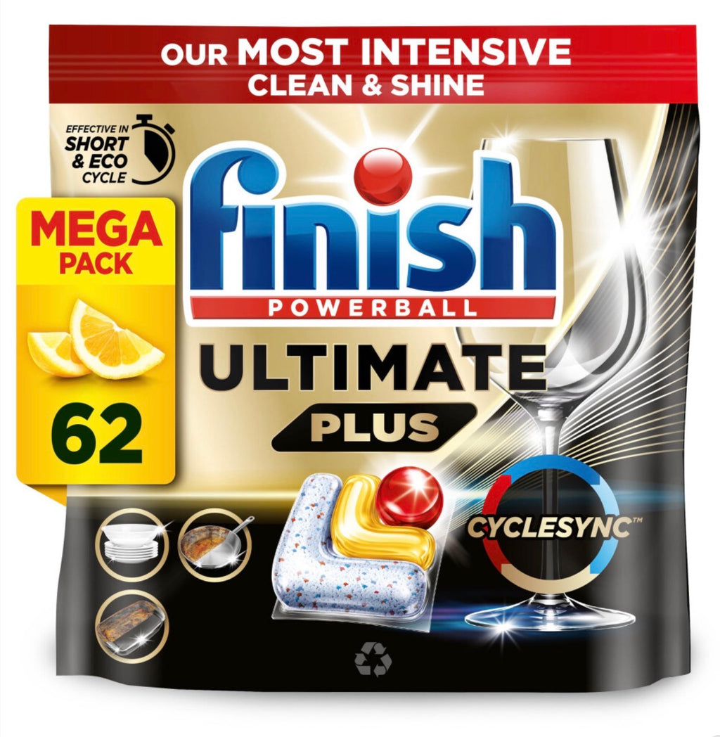 Finish Dishwasher Tablet Ultimate Plus 62 Detergent Tablets Lemon