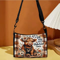 Highland Cow and Floral Pattern Crossbody Bag