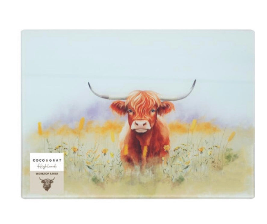 Highland Cow Themed Work Top Saver Kitchen Chopping Board