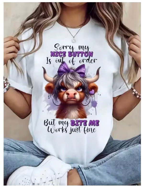 Women's Scottish Highland Cow Print T Shirt