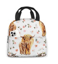 Highland Cow Spring Pink Floral Insulated Lunch Bag
