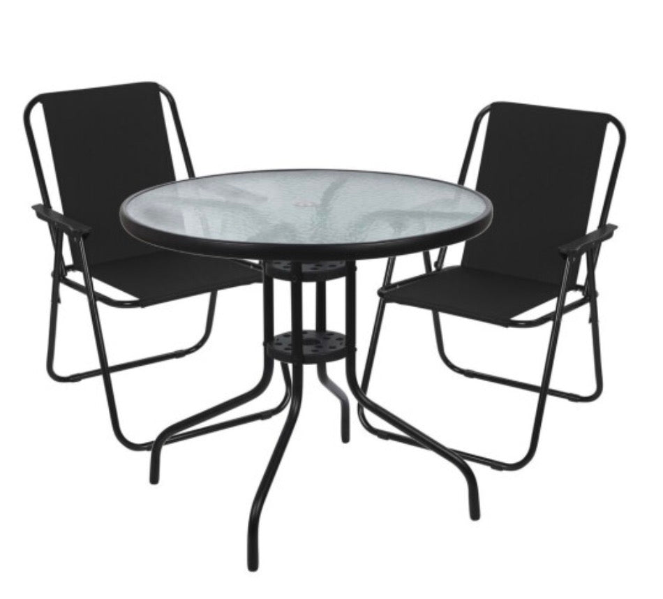 Garden Table & Folding Deck Chairs Set 2 or 4 Seater