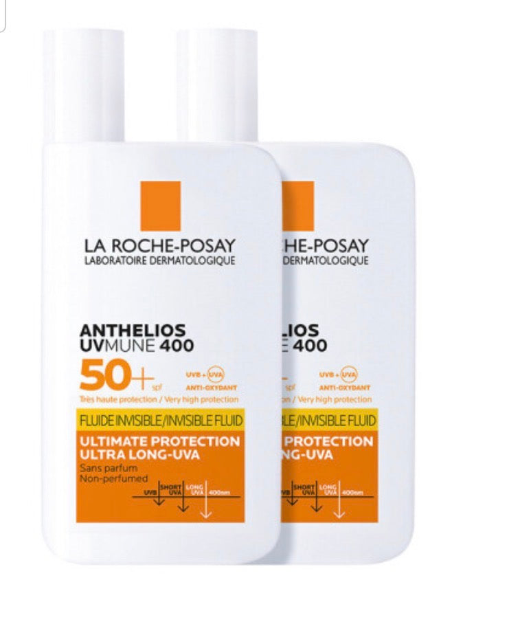 2x La Roche-Posay Anthelios UVmune 400 Invisible Fluid SPF50+