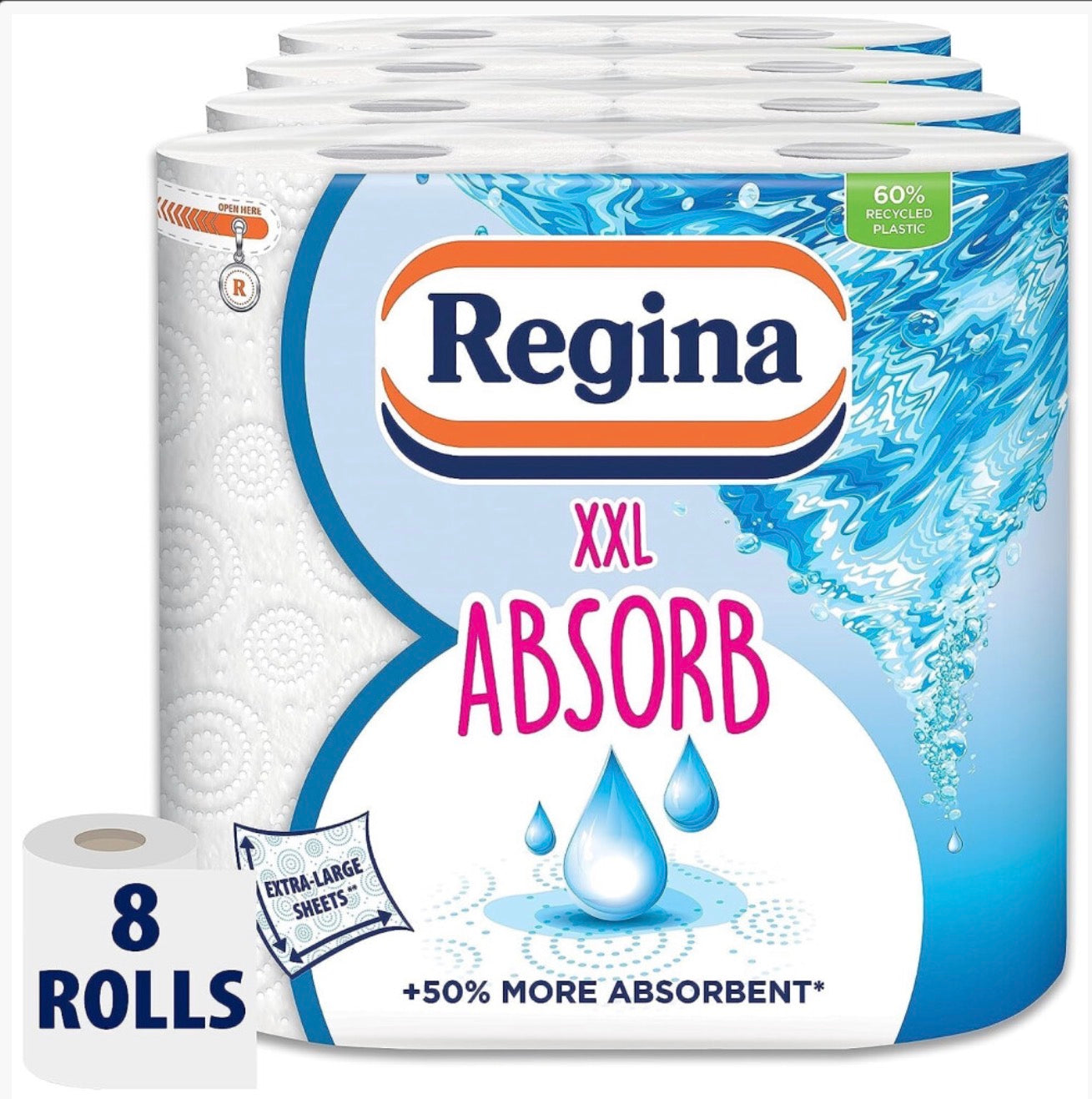 Regina XXL Absorb Kitchen Towels ? 8 Rolls Per Pack,