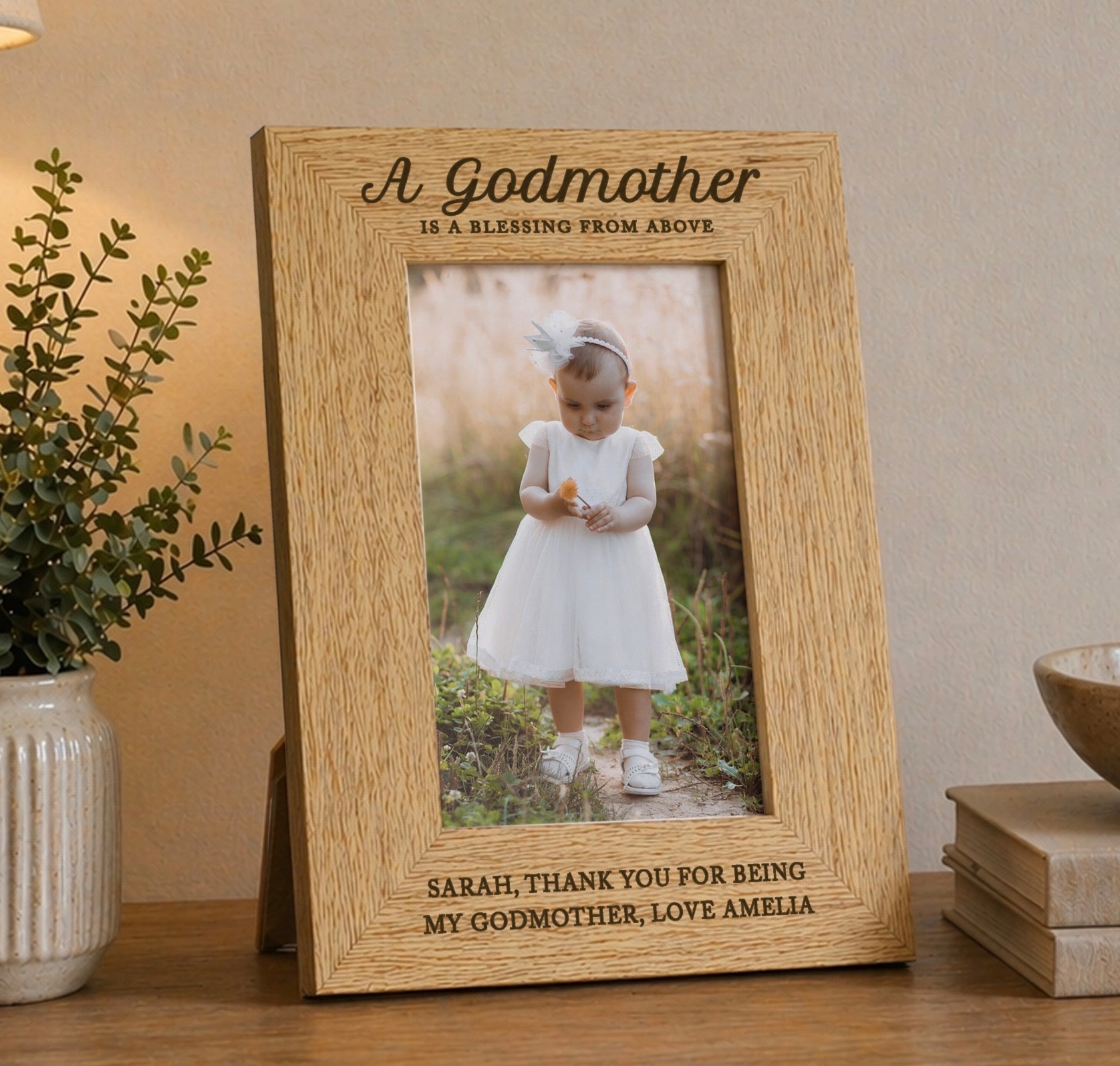 Personalised Godmother 6x4 Wooden Photo Frame