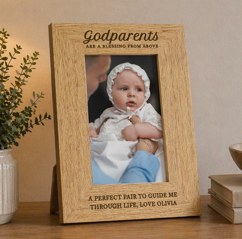 Personalised Godparents 6x4 Wooden Photo Frame