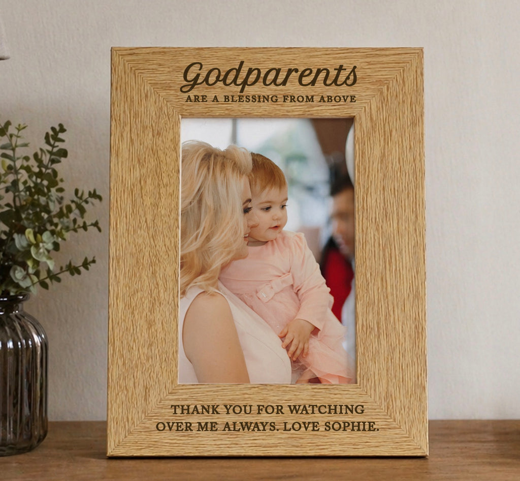 Personalised Godparents 6x4 Wooden Photo Frame
