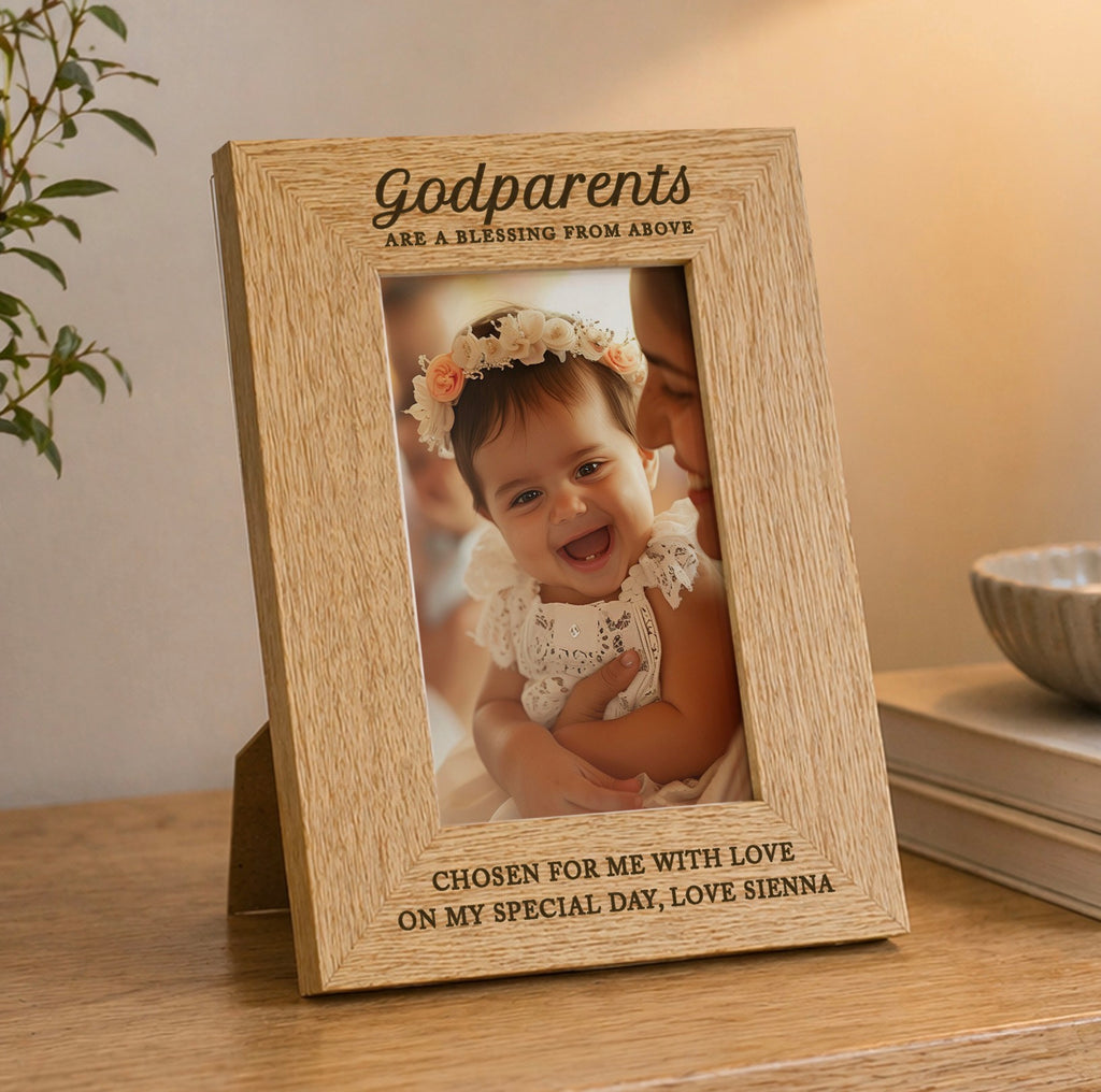 Personalised Godparents 6x4 Wooden Photo Frame