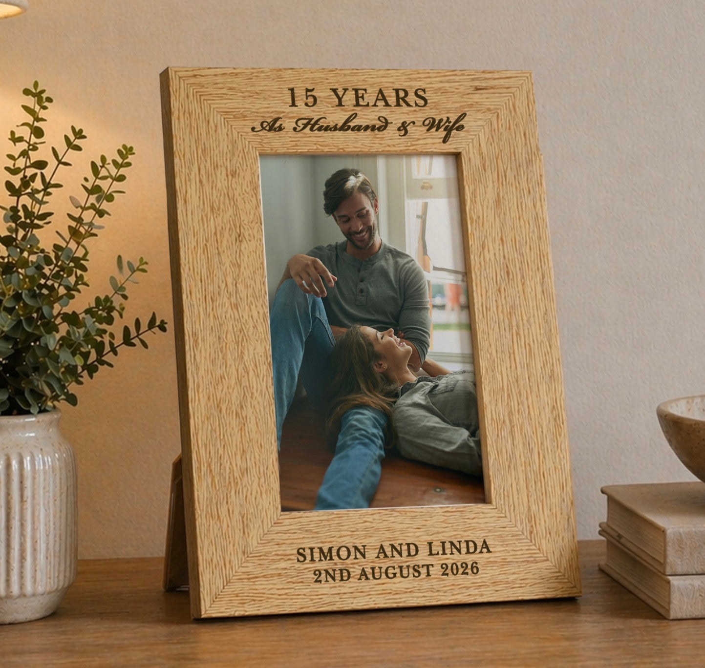 Personalised Anniversary 6x4 Wooden Photo Frame