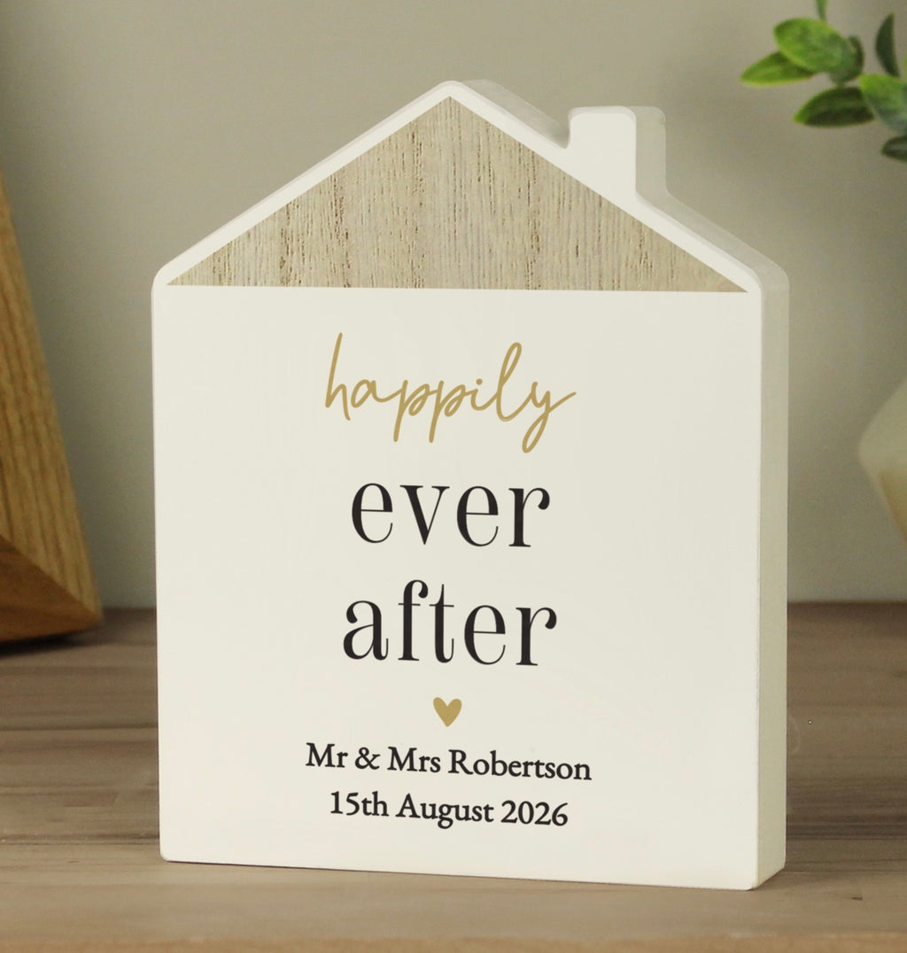 Personalised Black & Gold Free Text Wooden House Ornament