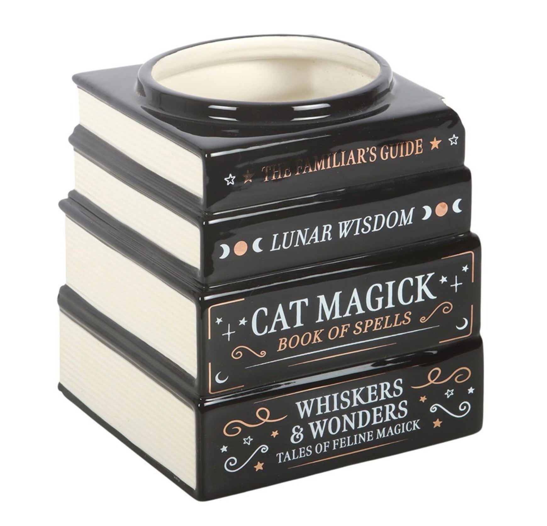 BLACK CAT MAGICK BOOK STACK VASE