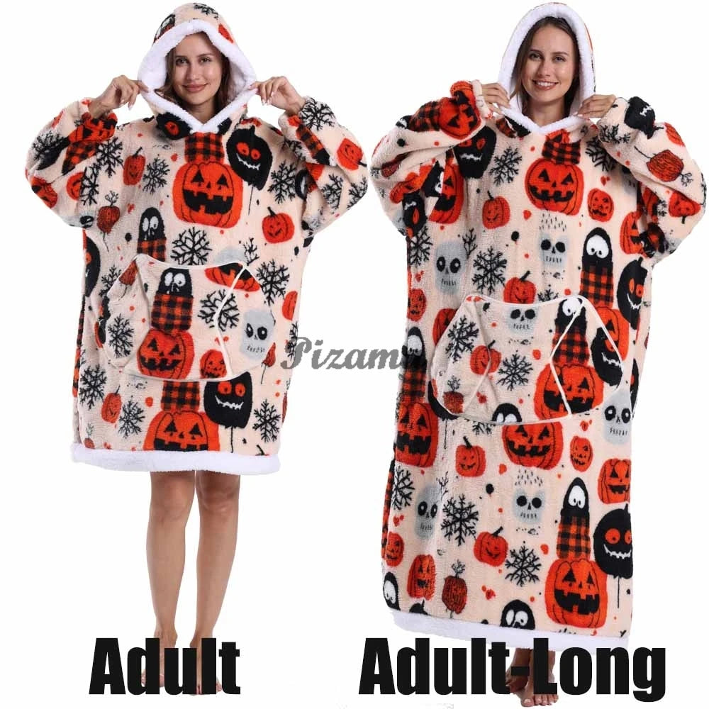 🌟 Adults' Oversized Hooded Blanket – Cosy Printed Wearable Blanket 🌟