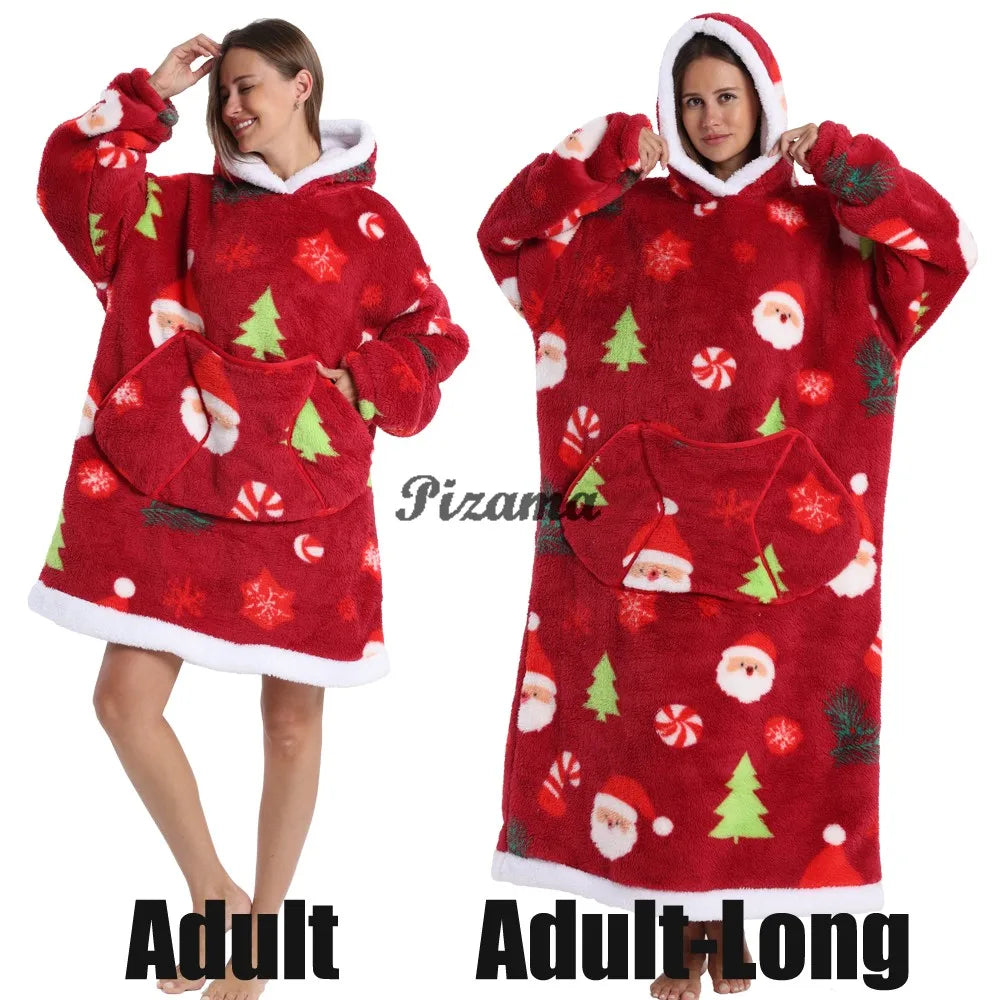 🌟 Adults' Oversized Hooded Blanket – Cosy Printed Wearable Blanket 🌟