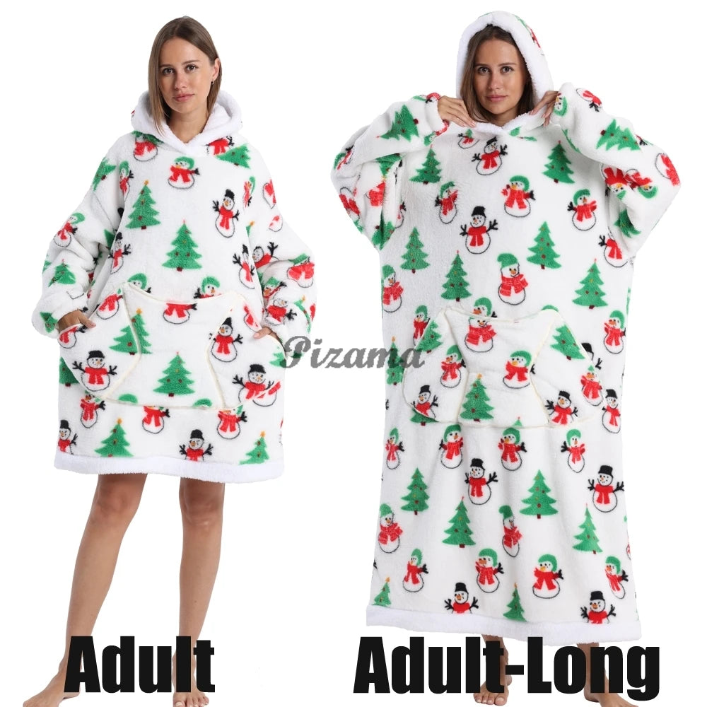 🌟 Adults' Oversized Hooded Blanket – Cosy Printed Wearable Blanket 🌟