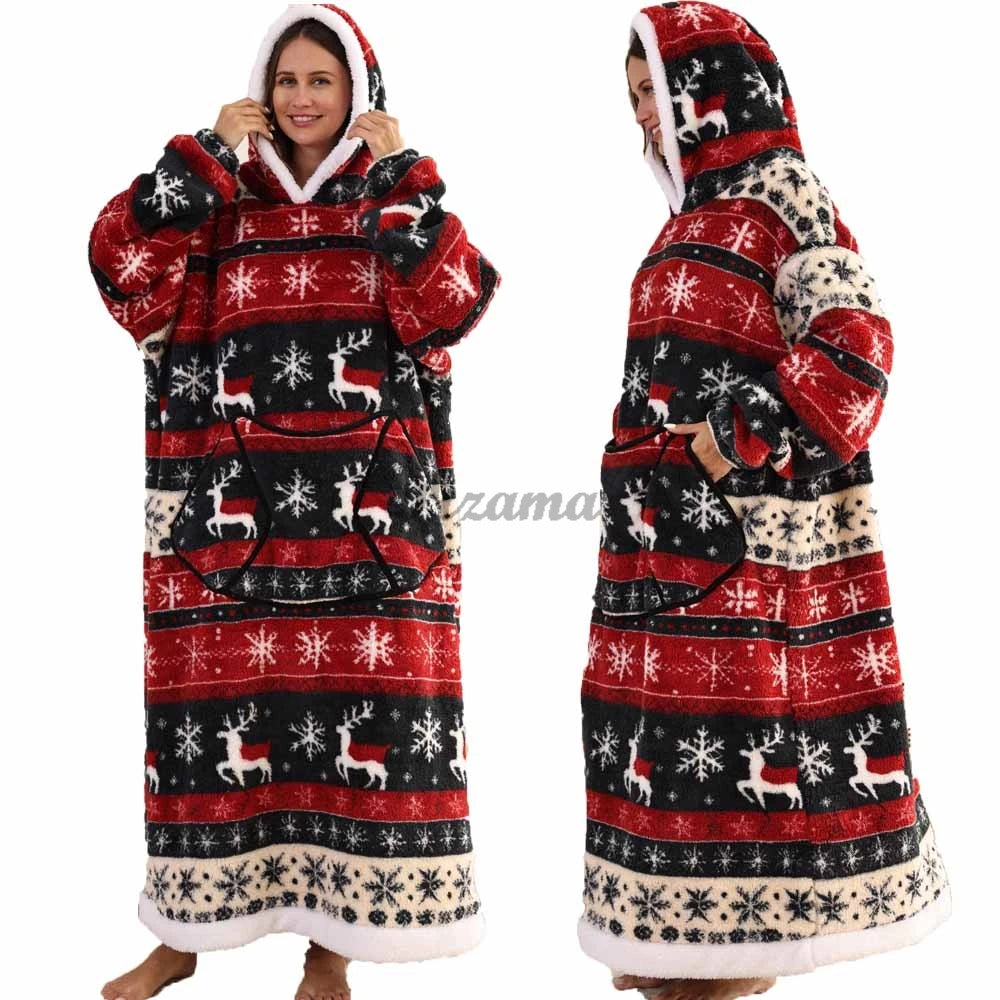 🌟 Adults' Oversized Hooded Blanket – Cosy Printed Wearable Blanket 🌟
