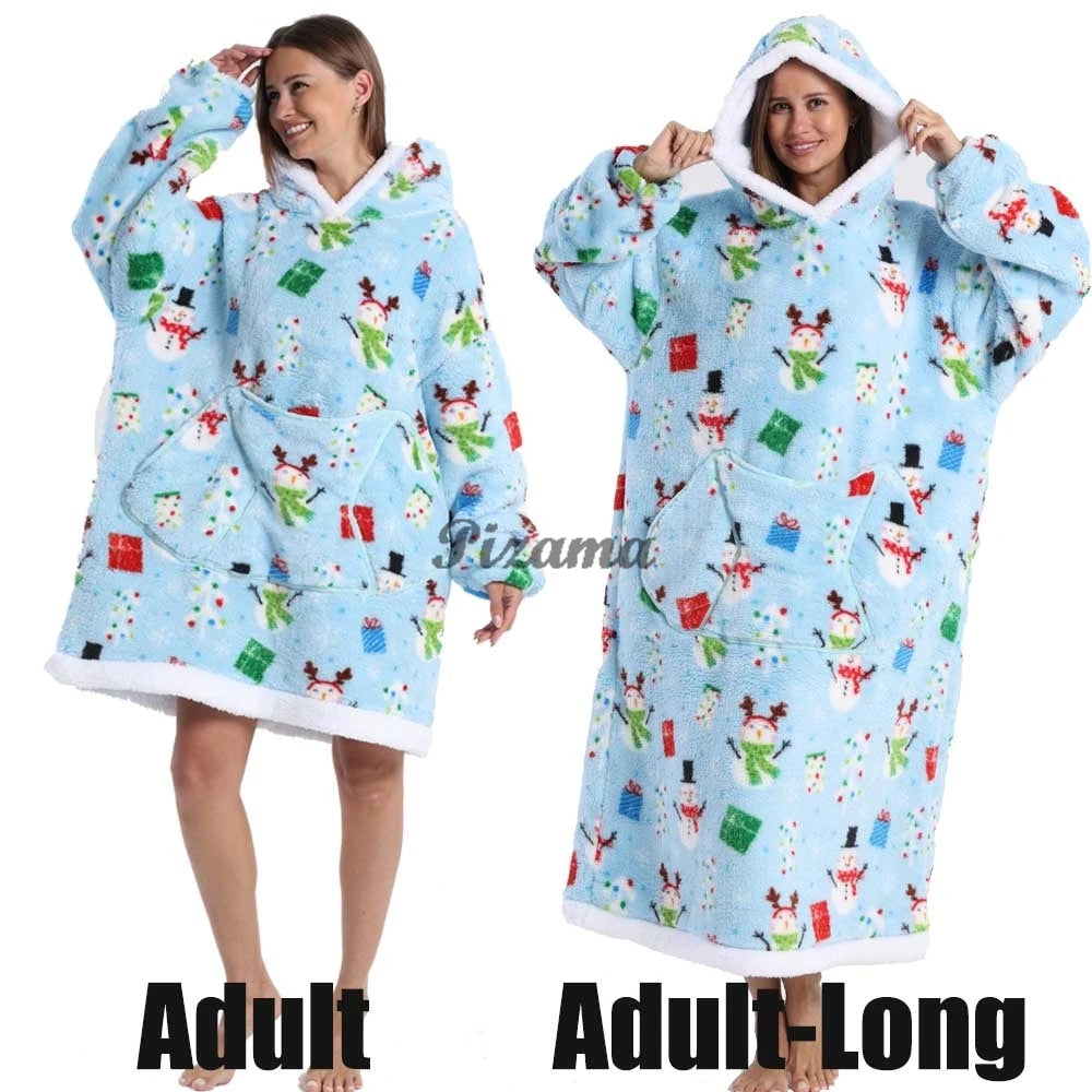 🌟 Adults' Oversized Hooded Blanket – Cosy Printed Wearable Blanket 🌟