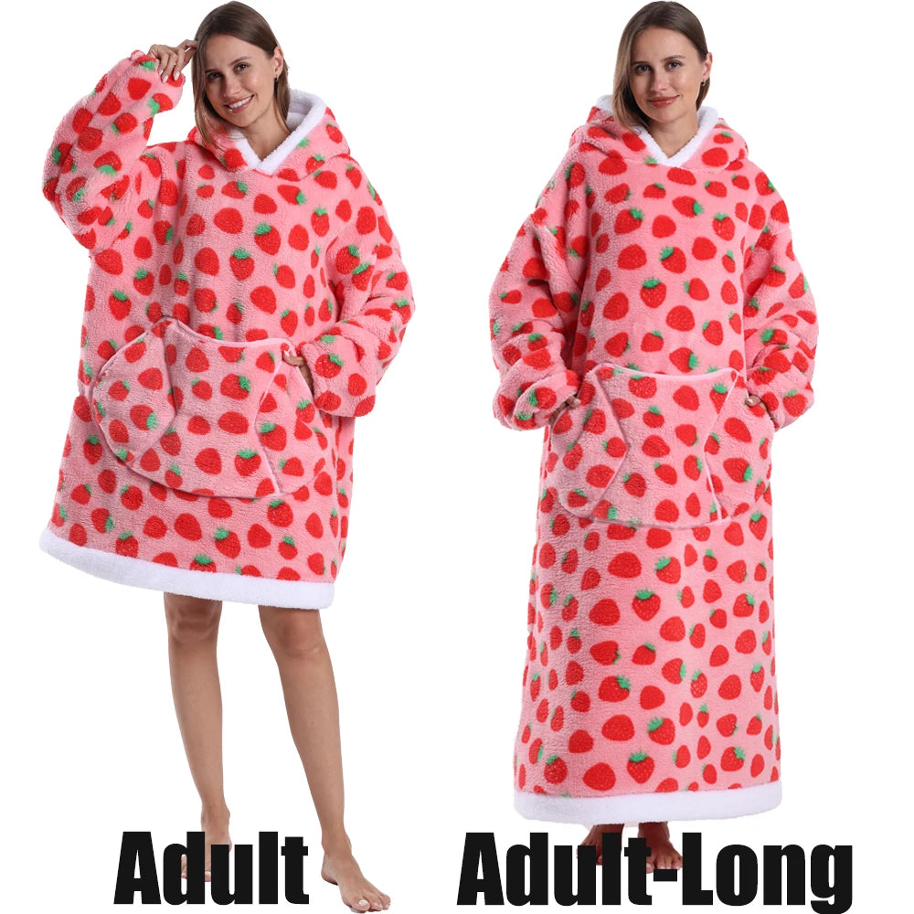🌟 Adults' Oversized Hooded Blanket – Cosy Printed Wearable Blanket 🌟