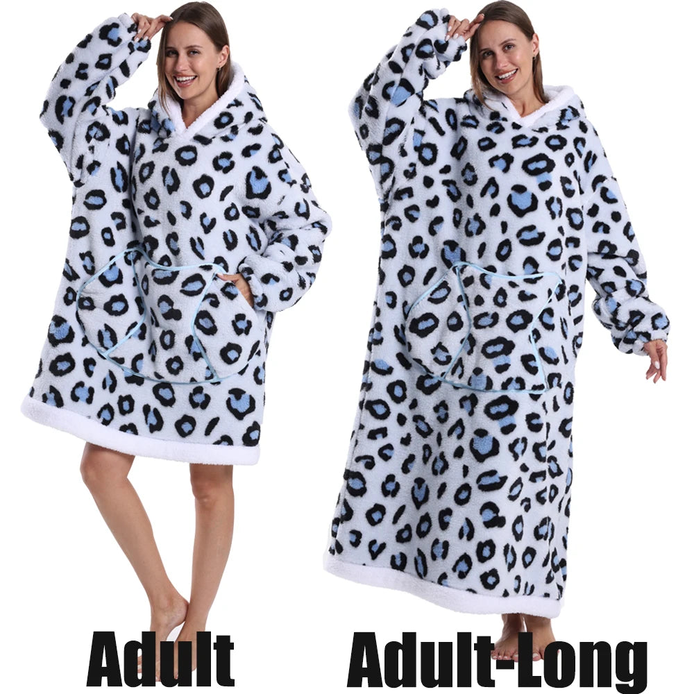🌟 Adults' Oversized Hooded Blanket – Cosy Printed Wearable Blanket 🌟