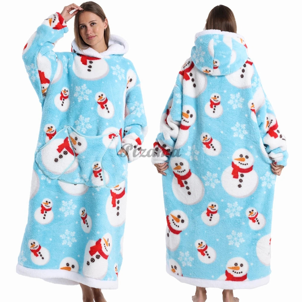 🌟 Adults' Oversized Hooded Blanket – Cosy Printed Wearable Blanket 🌟