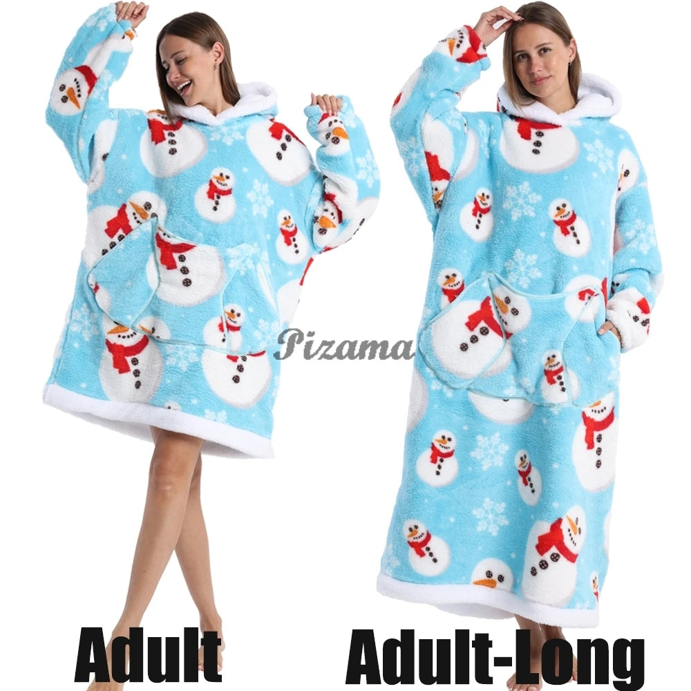 🌟 Adults' Oversized Hooded Blanket – Cosy Printed Wearable Blanket 🌟