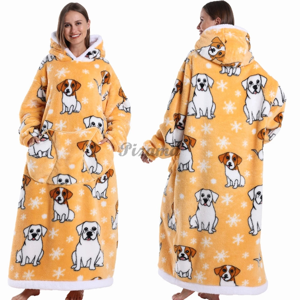🌟 Adults' Oversized Hooded Blanket – Cosy Printed Wearable Blanket 🌟