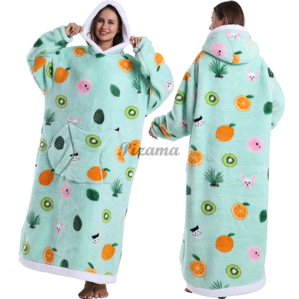 🌟 Adults' Oversized Hooded Blanket – Cosy Printed Wearable Blanket 🌟