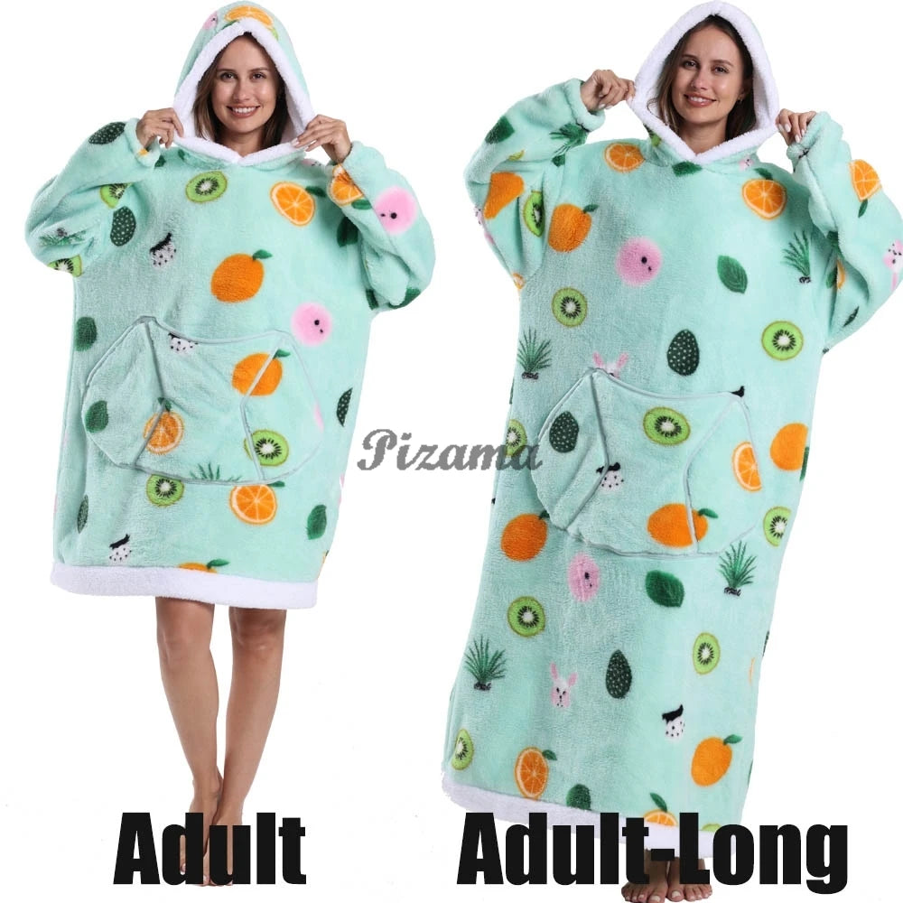 🌟 Adults' Oversized Hooded Blanket – Cosy Printed Wearable Blanket 🌟