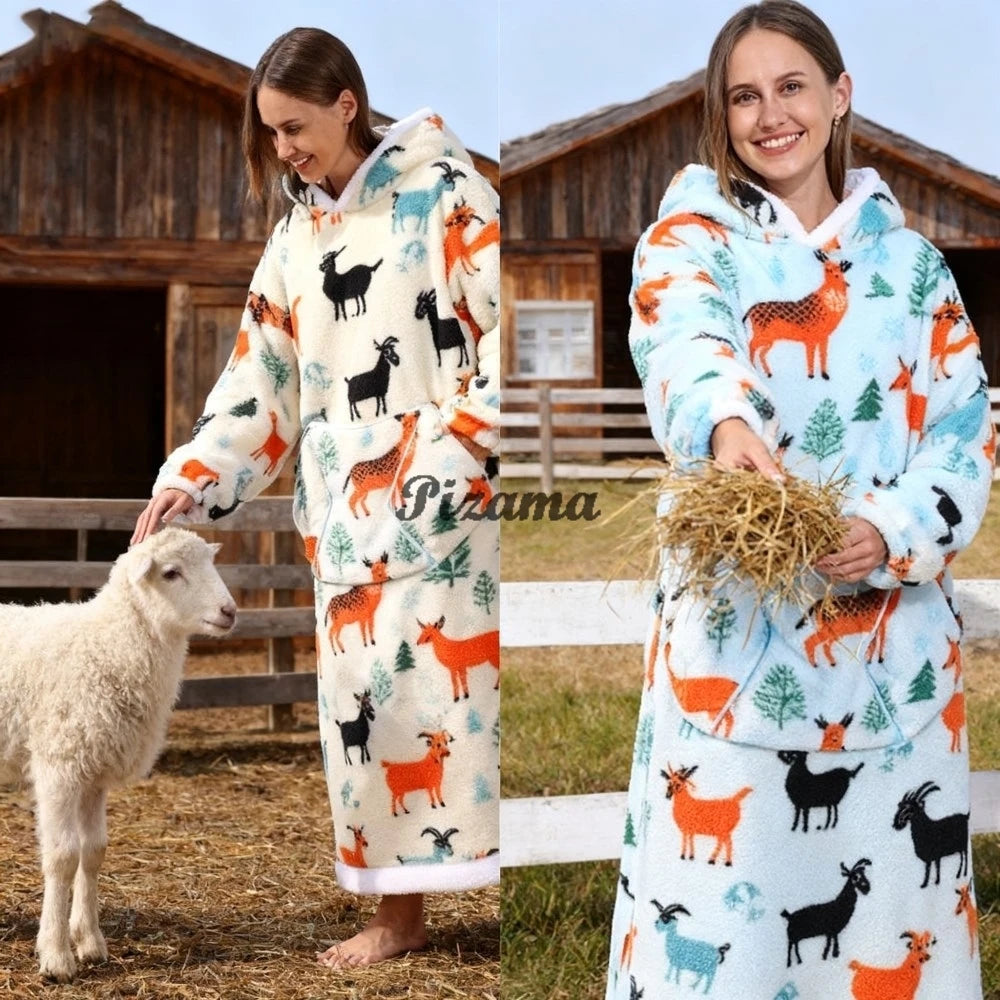 🌟 Adults' Oversized Hooded Blanket – Cosy Printed Wearable Blanket 🌟