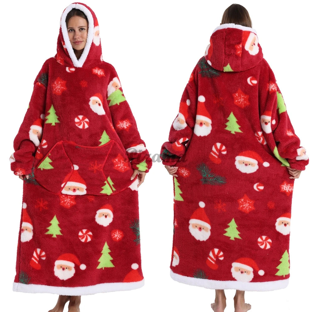 🌟 Adults' Oversized Hooded Blanket – Cosy Printed Wearable Blanket 🌟