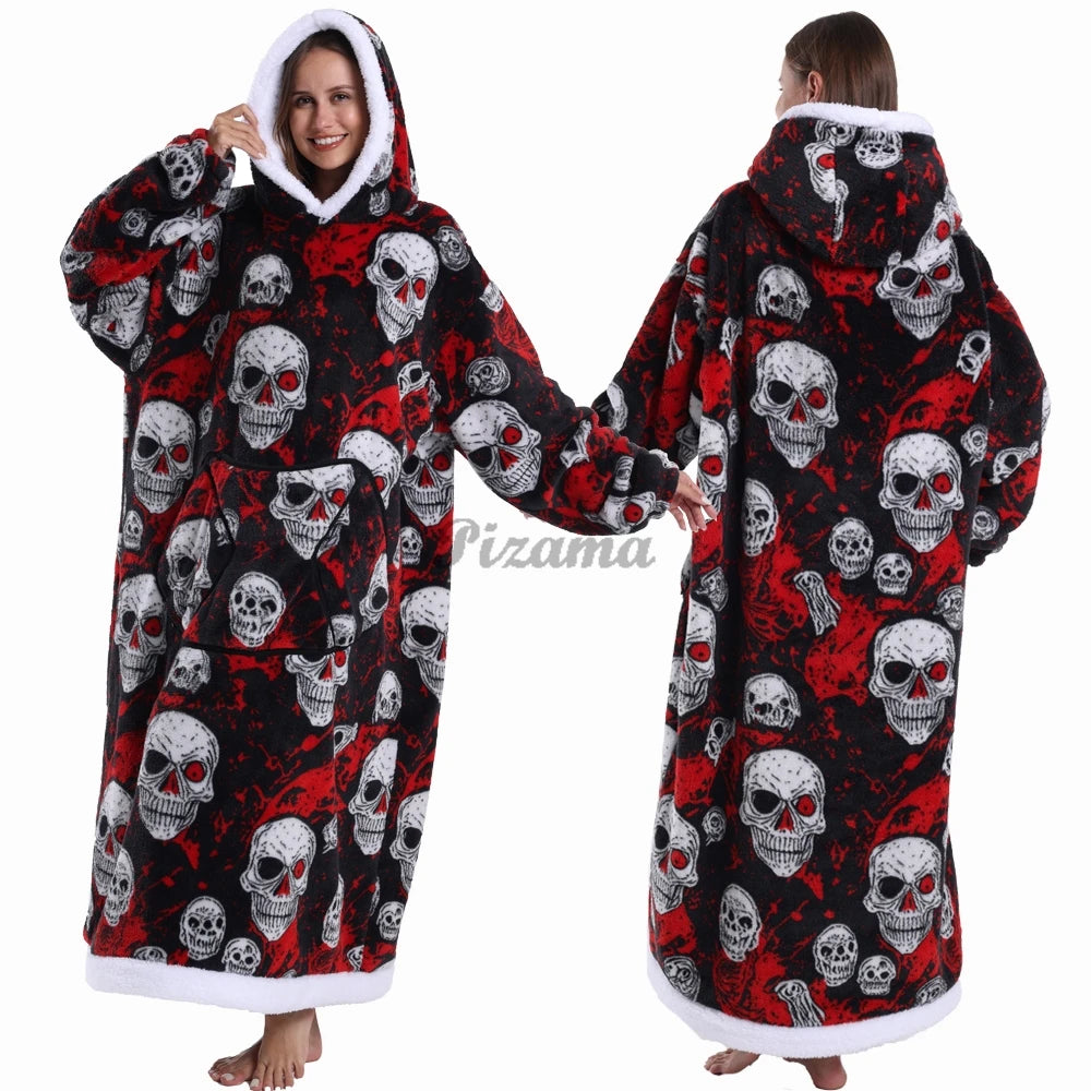 🌟 Adults' Oversized Hooded Blanket – Cosy Printed Wearable Blanket 🌟