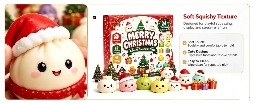 🌟 24-Day Christmas Dumpling Squishy Advent Calendar 2026 – Sensory Fidget Countdown 🌟