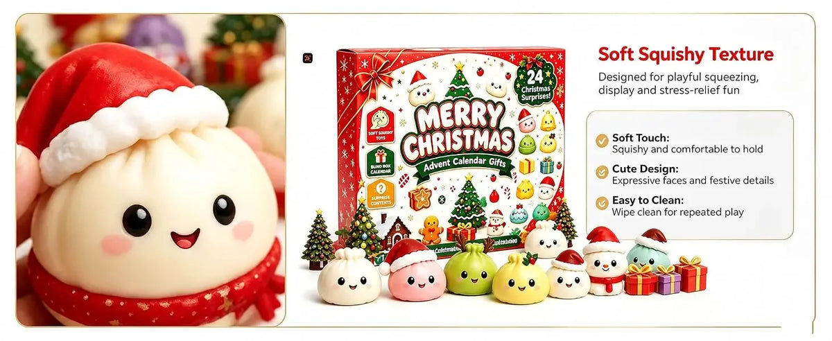 🌟 24-Day Christmas Dumpling Squishy Advent Calendar 2026 – Sensory Fidget Countdown 🌟