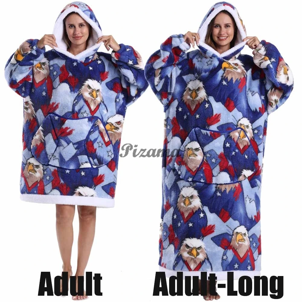 🌟 Adults' Oversized Hooded Blanket – Cosy Printed Wearable Blanket 🌟