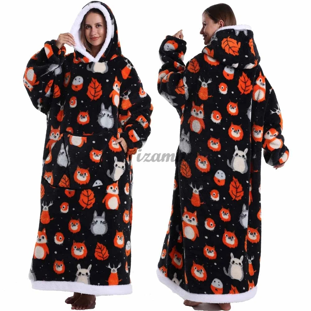🌟 Adults' Oversized Hooded Blanket – Cosy Printed Wearable Blanket 🌟