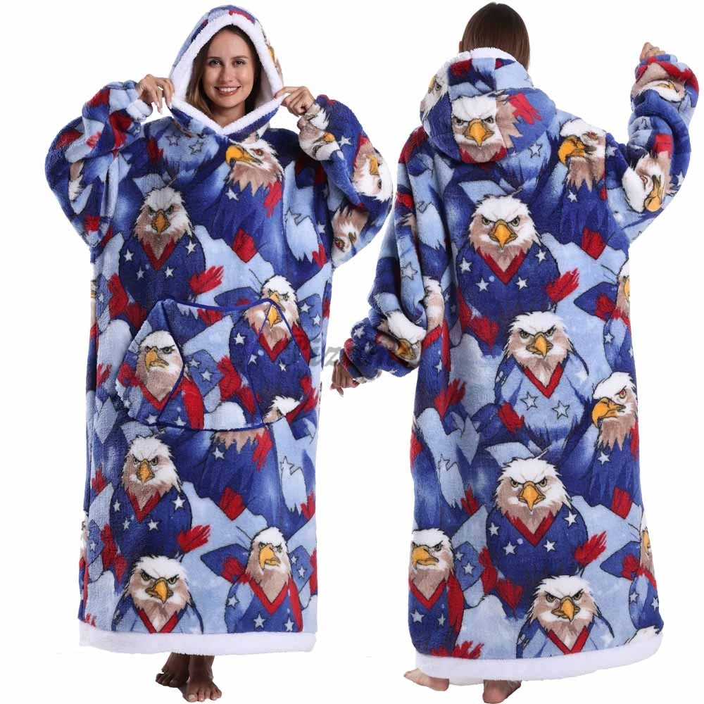 🌟 Adults' Oversized Hooded Blanket – Cosy Printed Wearable Blanket 🌟