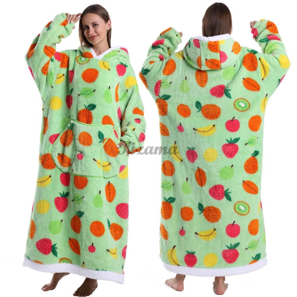 🌟 Adults' Oversized Hooded Blanket – Cosy Printed Wearable Blanket 🌟