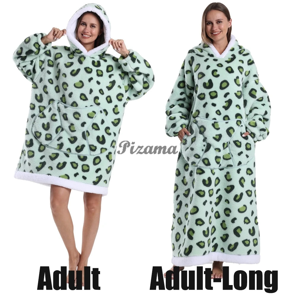 🌟 Adults' Oversized Hooded Blanket – Cosy Printed Wearable Blanket 🌟