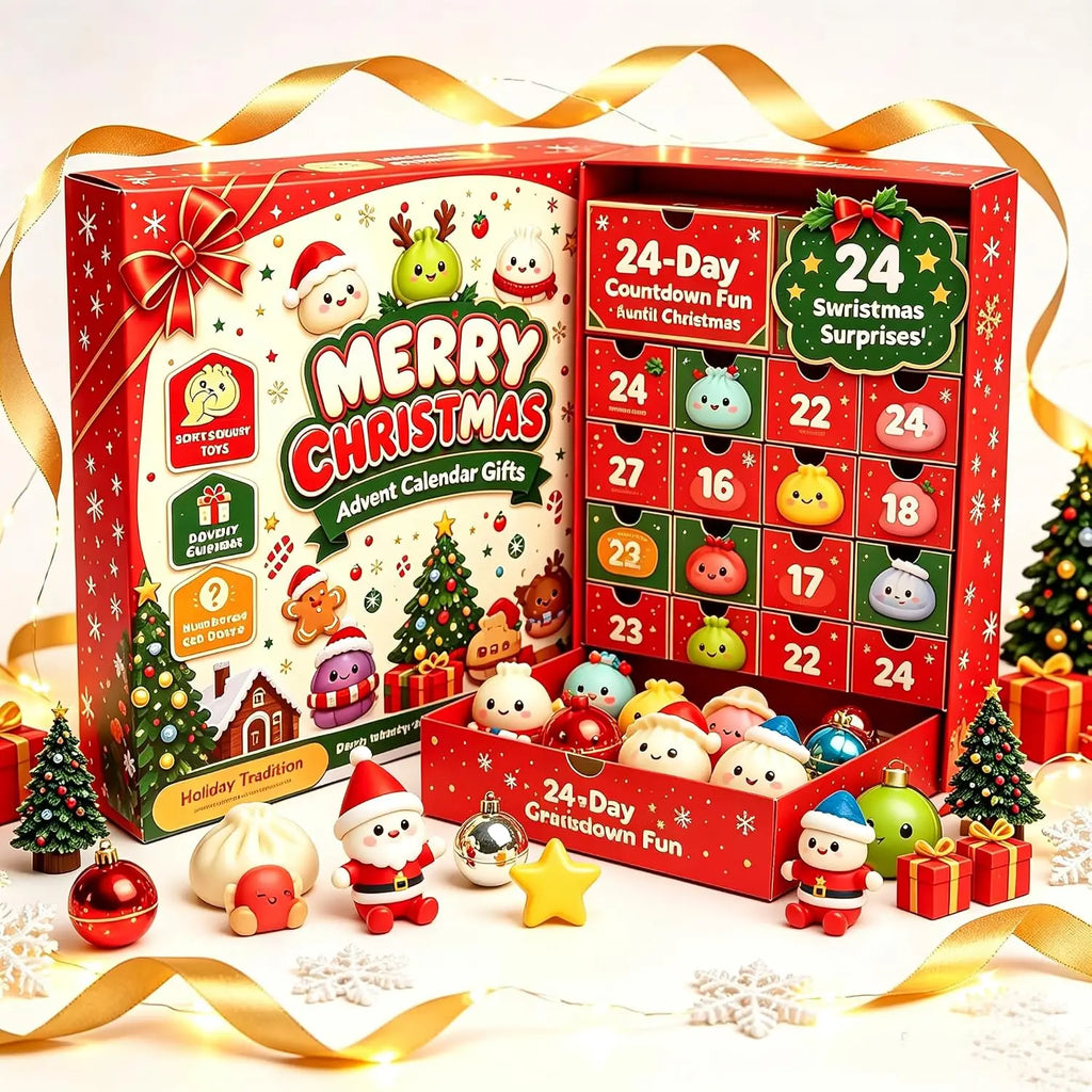 🌟 24-Day Christmas Dumpling Squishy Advent Calendar 2026 – Sensory Fidget Countdown 🌟
