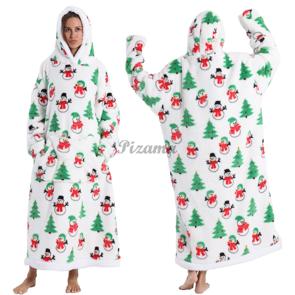 🌟 Adults' Oversized Hooded Blanket – Cosy Printed Wearable Blanket 🌟