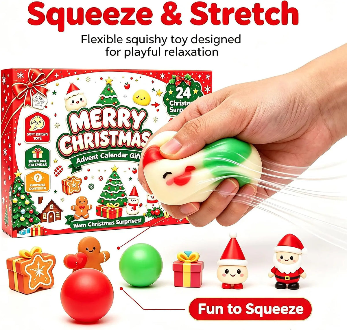 🌟 24-Day Christmas Dumpling Squishy Advent Calendar 2026 – Sensory Fidget Countdown 🌟