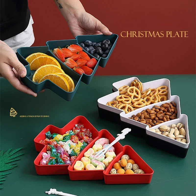 🌟 🎄✨ Christmas Tree Snack & Treat Serving Tray – 3 Compartment Festive Platter ✨🎄🌟